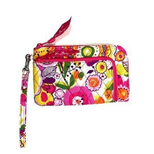 Vera Bradley Multicolor Floral Wristlet Wallet Pink Quilted Zip Up Colorful EUC